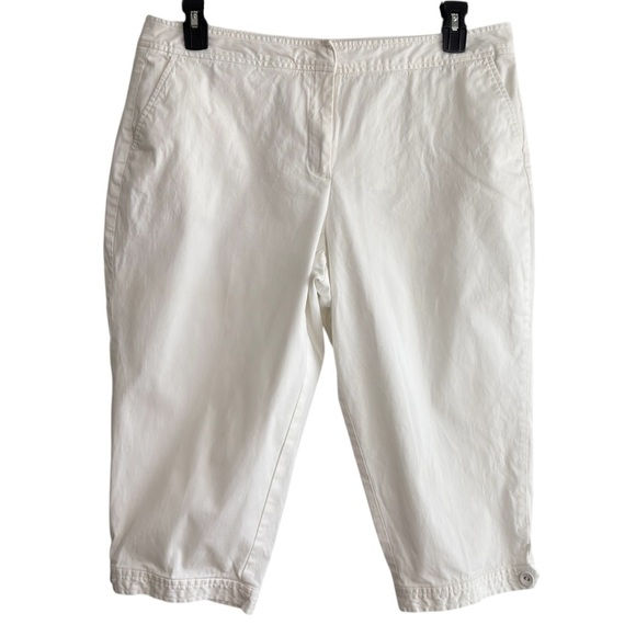 Talbots White Capri Chino Stretch Denim Womens Sz 16P Cropped Jeans High-Waist - Picture 1 of 11